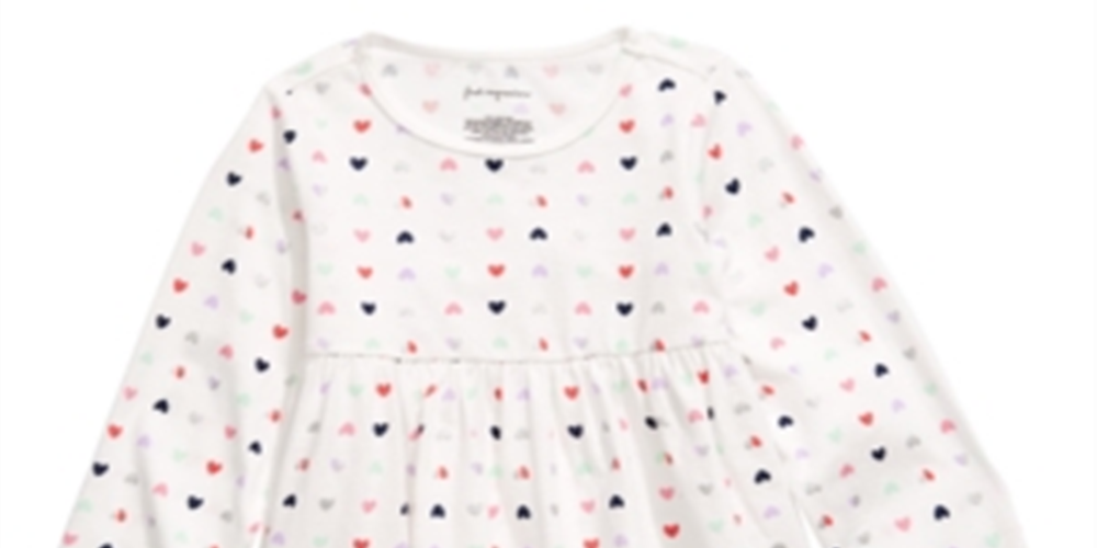 Túnica de algodão com estampa de coração para bebê First Impressions, branca, tamanho 3 a 6 meses
