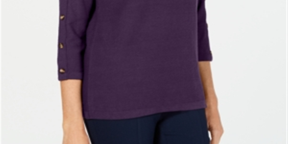 Karen Scott Suéter Feminino Manga 3/4 Roxo Tamanho Médio