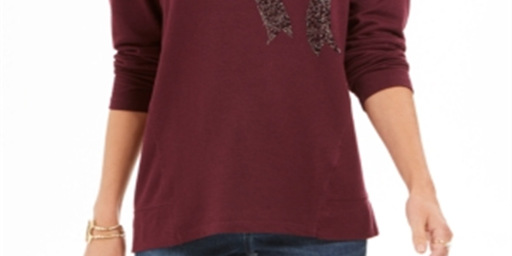Moletom Feminino Embelezado e Caprichoso Estilo &amp; Co Roxo Tamanho P
