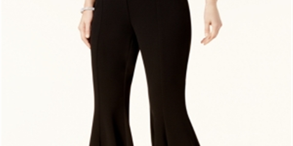 Calça Flare Feminina com Bainha Tulipa da INC International Concepts, Preta, Tamanho 2 Petite