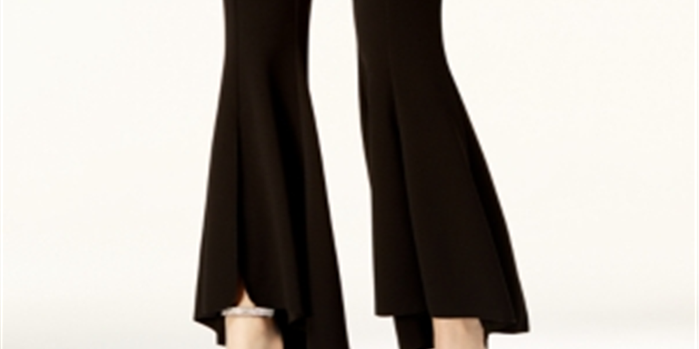 Calça Flare Feminina com Bainha Tulipa da INC International Concepts, Preta, Tamanho 2 Petite