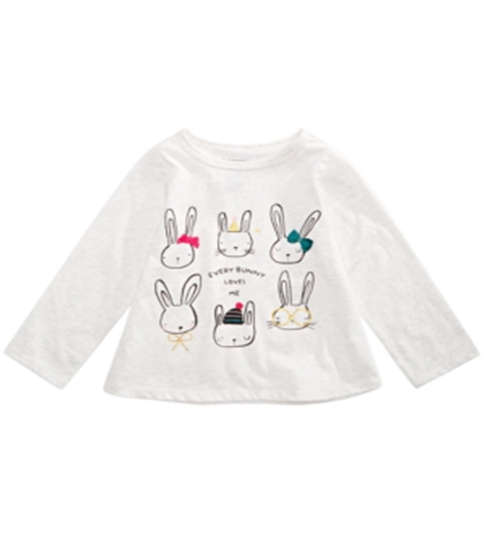 Camiseta estampada de coelhinhos First Impressions para bebê menina, tamanho branco, 3 a 6 meses