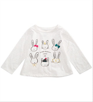 Camiseta estampada de coelhinhos First Impressions para bebê menina, tamanho branco, 3 a 6 meses
