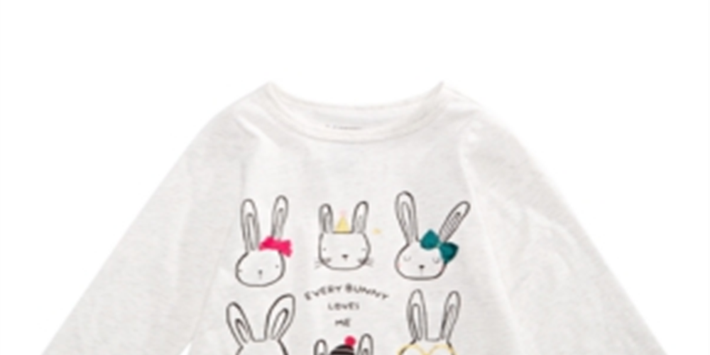 Camiseta estampada de coelhinhos First Impressions para bebê menina, tamanho branco, 3 a 6 meses