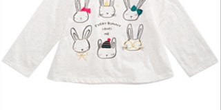 Camiseta estampada de coelhinhos First Impressions para bebê menina, tamanho branco, 3 a 6 meses