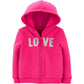 Carter's Toddler Girl's Sequin Love Zip Up Fleece Hoodie Rosa Tamanho 5T