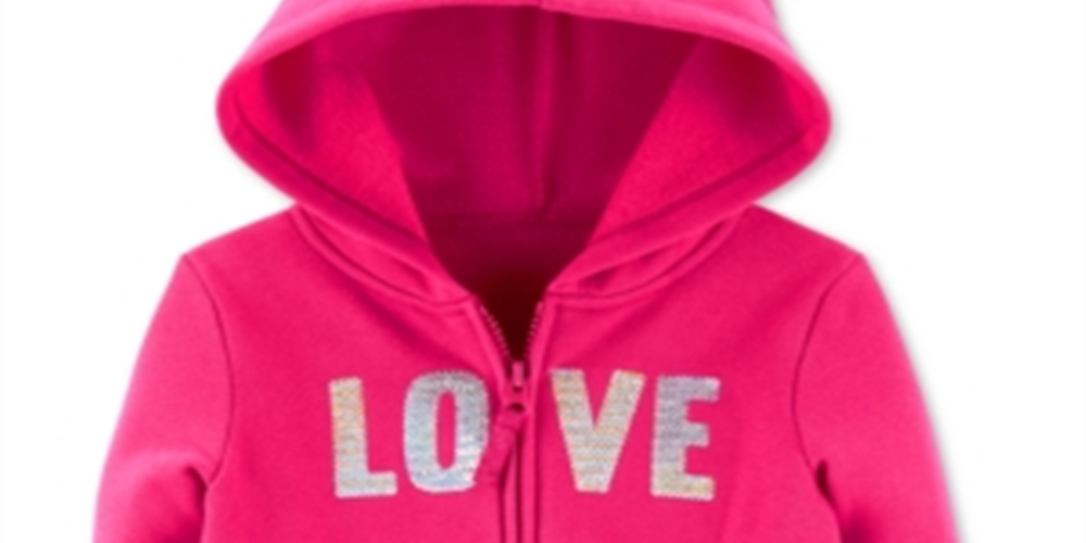 Carter's Toddler Girl's Sequin Love Zip Up Fleece Hoodie Rosa Tamanho 5T