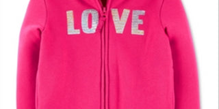 Carter's Toddler Girl's Sequin Love Zip Up Fleece Hoodie Rosa Tamanho 5T