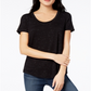 Camiseta feminina Maison Jules com decote redondo, preta, tamanho X-S