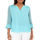 Charter Club Blusa de malha lisa com manga dividida feminina, azul, tamanho grande