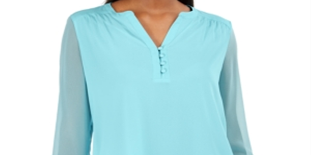 Charter Club Blusa de malha lisa com manga dividida feminina, azul, tamanho grande
