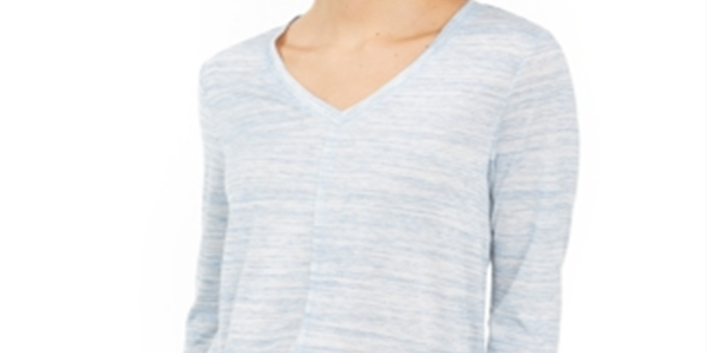 Blusa feminina com decote em V, azul, tamanho extragrande, da Style &amp; Co