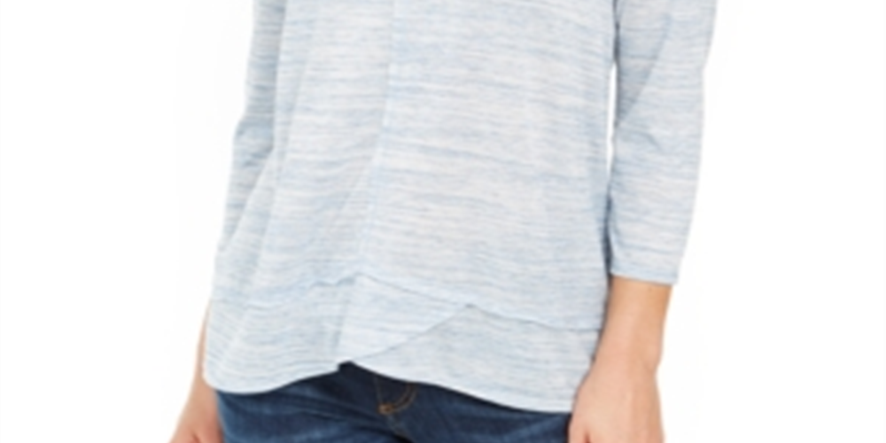 Blusa feminina com decote em V, azul, tamanho extragrande, da Style &amp; Co
