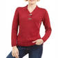 Karen Scott Suéter Henley Feminino de Algodão Marmorizado Vermelho Tamanho X-S