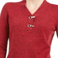 Karen Scott Suéter Henley Feminino de Algodão Marmorizado Vermelho Tamanho X-S