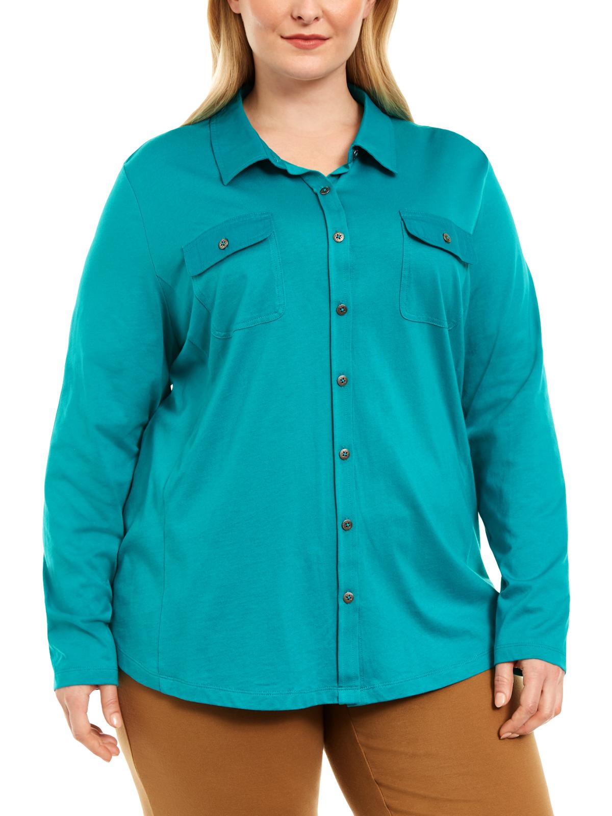 Polo Karen Scott Feminino Gola Alta Azul Tamanho 2X
