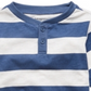 Camiseta Henley listrada infantil First Impressions para meninos, azul, tamanho 2T