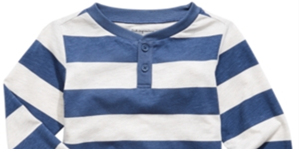 Camiseta Henley listrada infantil First Impressions para meninos, azul, tamanho 2T