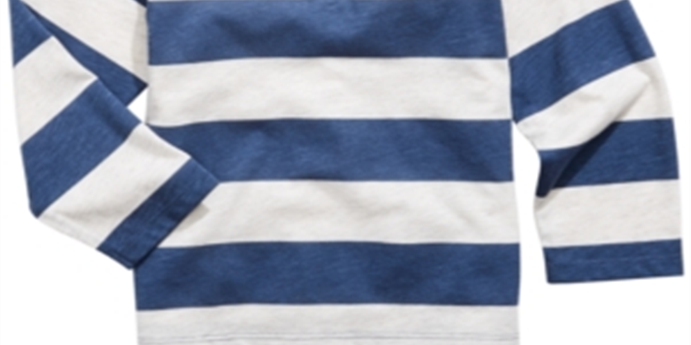 Camiseta Henley listrada infantil First Impressions para meninos, azul, tamanho 2T