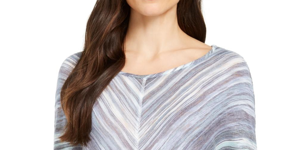 Blusa listrada com amarração frontal estilo &amp; Co feminina, azul, tamanho grande