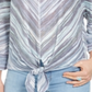 Blusa listrada com amarração frontal estilo &amp; Co feminina, azul, tamanho grande