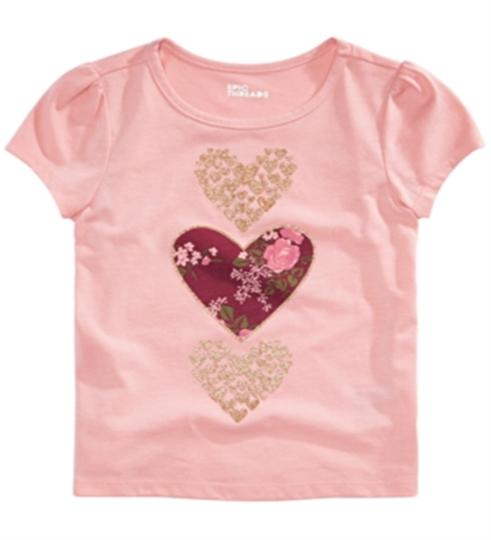 Camiseta infantil feminina Epic Threads Stacked Hearts rosa tamanho 3T REG
