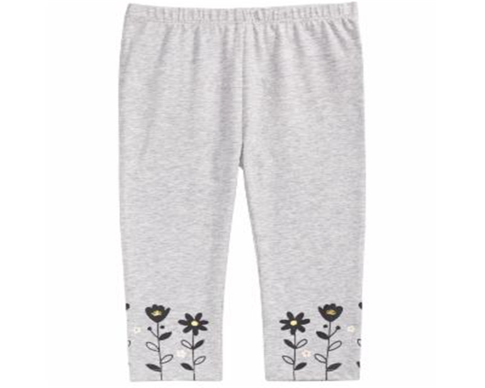 Leggings com bainha floral para bebê First Impressions, cinza, tamanho 12 meses