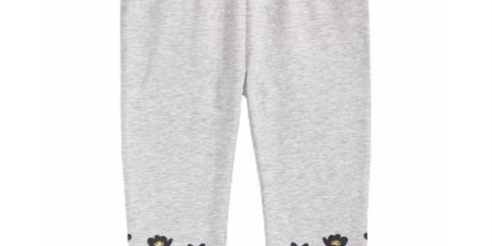 Leggings com bainha floral para bebê First Impressions, cinza, tamanho 12 meses