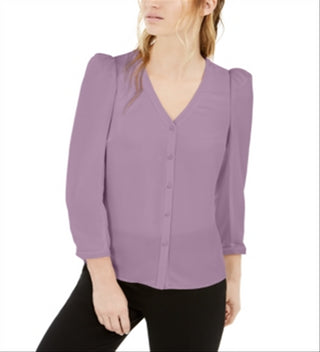 Blusa feminina Bar III com manga bufante e botões, rosa, tamanho X-S