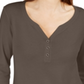 Camisa Henley Manga 3/4 Feminina Karen Scott Marrom Tamanho XS
