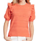 Suéter feminino Ella Moss Emilia com mangas franzidas e babados, laranja, tamanho M