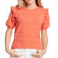 Suéter feminino Ella Moss Emilia com mangas franzidas e babados, laranja, tamanho M