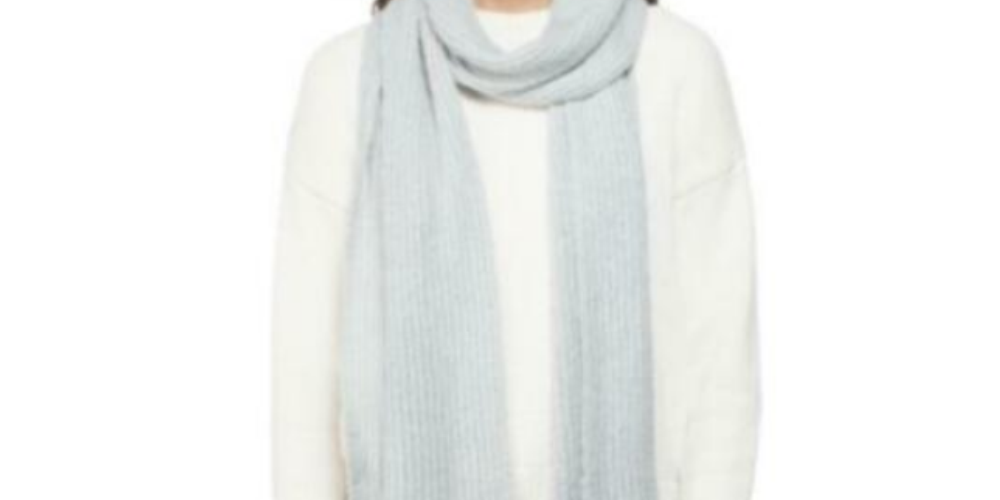 Cachecol feminino canelado liso cinza estilo &amp; co, tamanho regular
