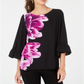 Blusa feminina Alfani com manga sino e estampa floral fúcsia - Preto, tamanho pequeno P
