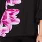 Blusa feminina Alfani com manga sino e estampa floral fúcsia - Preto, tamanho pequeno P