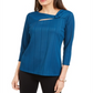 Blusa feminina Alfani com decote torcido e cor lisa, verde, tamanho pequeno e pequeno