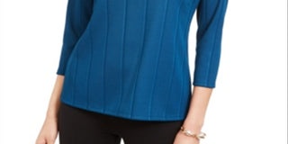 Blusa feminina Alfani com decote torcido e cor lisa, verde, tamanho pequeno e pequeno