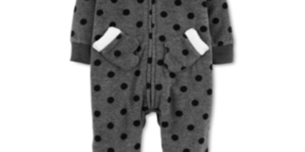 Macacão Carter's para meninas com capuz e bolinhas, cinza, tamanho 9MOS