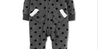 Macacão Carter's para meninas com capuz e bolinhas, cinza, tamanho 9MOS