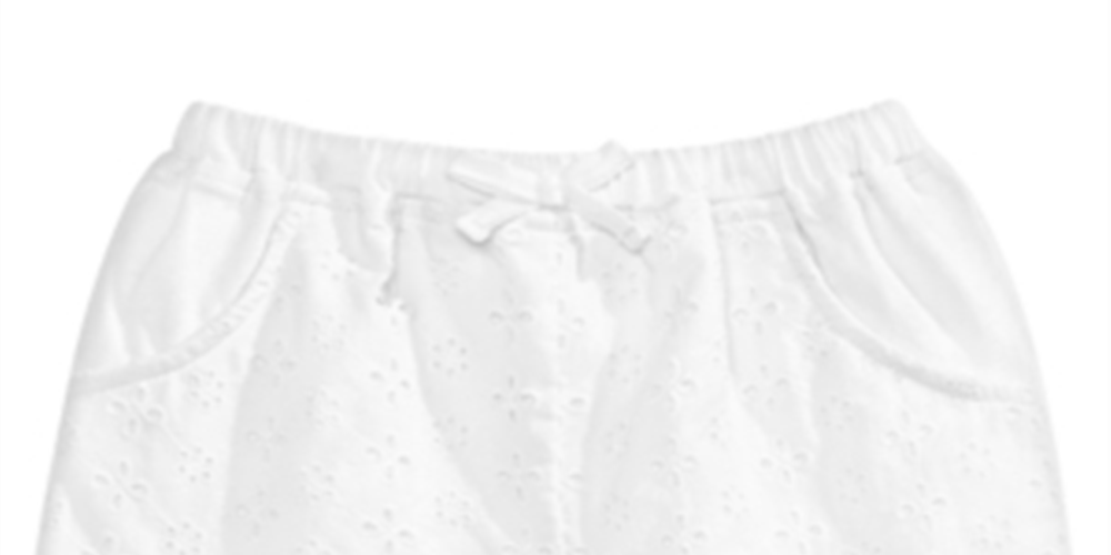 Shorts de algodão com ilhós First Impressions para bebê menina, branco, tamanho 18 meses