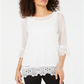 Top de renda de crochê feminino Alfani, branco, tamanho pequeno médio