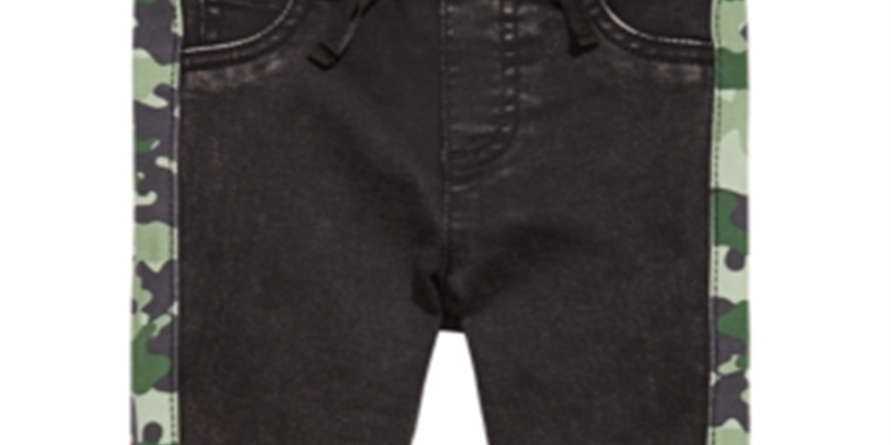 Calça jeans camuflada listrada First Impressions Baby Boy, preta, tamanho 18 meses