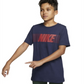 Camiseta de algodão com estampa do logotipo Nike Big Boy's, azul, tamanho grande