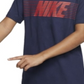 Camiseta de algodão com estampa do logotipo Nike Big Boy's, azul, tamanho grande