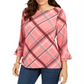 Blusa feminina xadrez com manga sino Charter Club rosa tamanho XXL