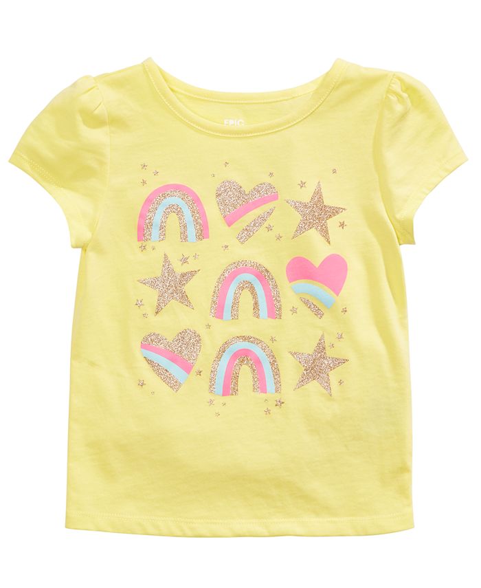 Camiseta infantil Epic Threads com estampa de arco-íris e estrelas, tamanho 5, amarela