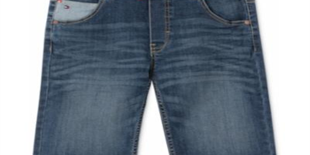 Tommy Hilfiger Shorts Jeans Infantil Retro Revolution Fit Stretch Texturizado com Camadas Azul Tamanho 5
