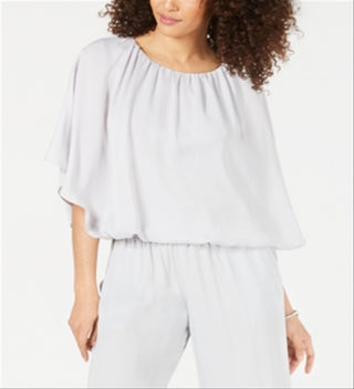 Top Alfani Feminino de Cetim com Bolha e Bainha Prata Tamanho Pequeno GG