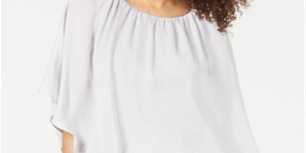 Top Alfani Feminino de Cetim com Bolha e Bainha Prata Tamanho Pequeno GG