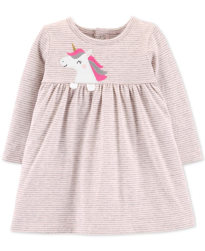 Vestido Babydoll Carter's Baby Girl Manga Longa Rosa Tamanho 18 MOS